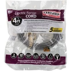 CERTIFIED APPLIANCE ACCESSORIES 4 ft. 10/3 3-Wire Eyelet 40-Amp Range Cord 21 CERTIFIED APPLIANCE ACCESSORIES 4 ft. 10/3 3-Wire Eyelet 40-Amp Range Cord -Extension Cords Sales Store certified appliance accessories appliance extension cords 90 1060 76 1000