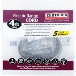 CERTIFIED APPLIANCE ACCESSORIES 4 ft. 6/3 3-Wire Closed-Eyelet 50 Amp Range Cord -Extension Cords Sales Store certified appliance accessories appliance extension cords 90 1080 76 1000