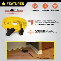 Champion Power Equipment 25 ft. 30 Amp 125-Volt Fan-Style Flat Generator Extension Cord 17 Champion Power Equipment 25 ft. 30 Amp 125-Volt Fan-Style Flat Generator Extension Cord -Extension Cords Sales Store champion power equipment generator cords 100436 40 1000