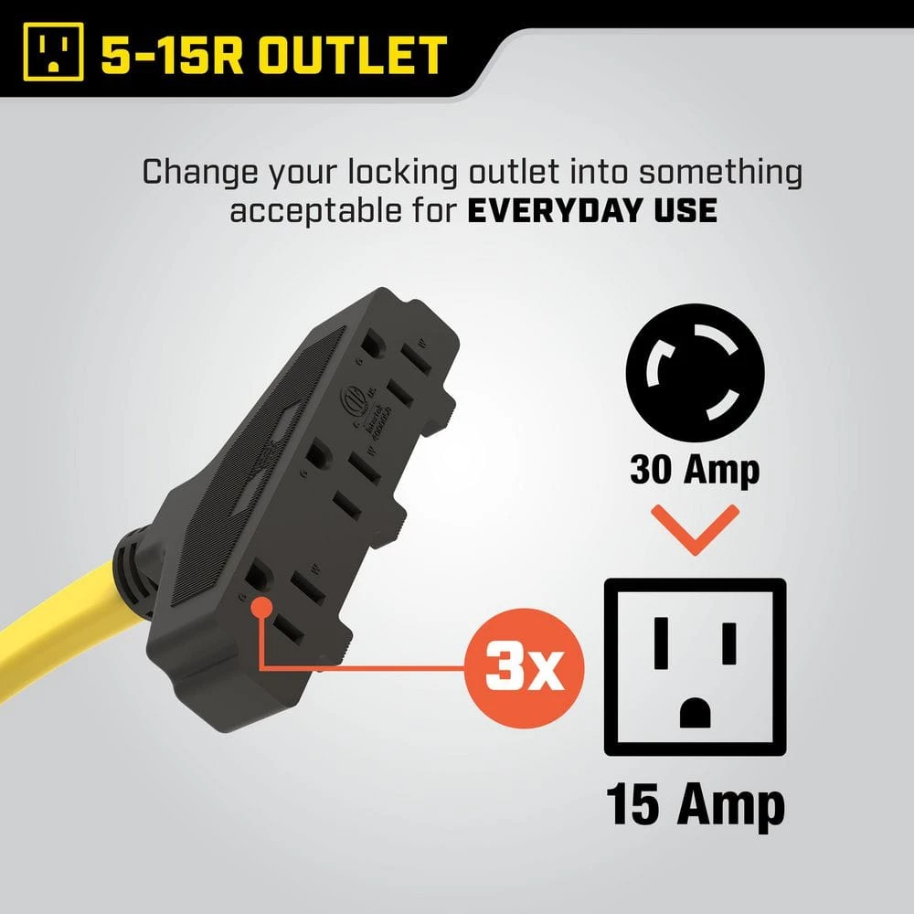 Champion Power Equipment 25 ft. 30 Amp 125-Volt Fan-Style Flat Generator Extension Cord 11 Champion Power Equipment 25 ft. 30 Amp 125-Volt Fan-Style Flat Generator Extension Cord - Image 9