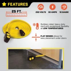 Champion Power Equipment 25 ft. 30 Amp 125/250-Volt Duplex-Style Flat Generator Extension Cord -Extension Cords Sales Store champion power equipment generator cords 100439 40 1000