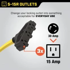 Champion Power Equipment 25-Foot 30-Amp 125-Volt Fan-Style Generator Extension Cord (L5-30P to three 5-15R) -Extension Cords Sales Store champion power equipment generator cords 48034 a0 1000