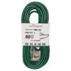 LifeSupplyUSA 50 ft. 12/3 3-Outlet 15 Amp 125-Volt 1875-Watt SJTW Dark Green Indoor/Outdoor Heavy-Duty with Lighted End Extension Cord