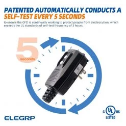 ELEGRP 4.67 in. 15 Amp Manual Reset 3 Prong Portable GFCI Replacement Plug Assembly -Extension Cords Sales Store elegrp gfci plugs eg20pms0201 5p c3 1000
