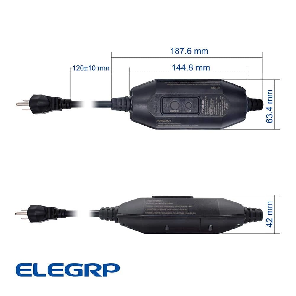 ELEGRP 1 ft. 15 Amp Automatic Reset 3 Prong In-Line Portable GFCI Replacement Right Angle Plug Assembly(2-Pack) 7 ELEGRP 1 ft. 15 Amp Automatic Reset 3 Prong In-Line Portable GFCI Replacement Right Angle Plug Assembly(2-Pack) - Image 5