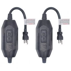 ELEGRP 1 ft. 15 Amp Automatic Reset 3 Prong In-Line Portable GFCI Replacement Right Angle Plug Assembly(2-Pack)