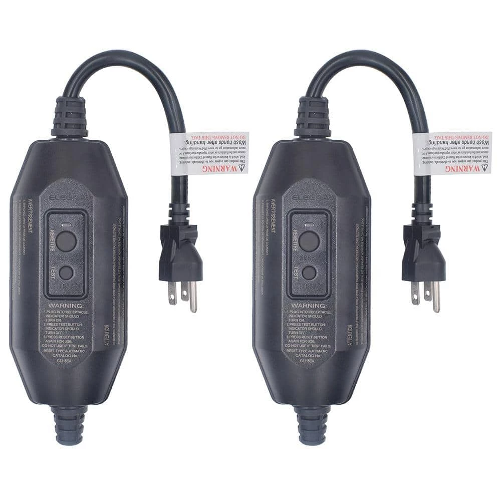 ELEGRP 1 ft. 15 Amp Automatic Reset 3 Prong In-Line Portable GFCI Replacement Right Angle Plug Assembly(2-Pack) 3 ELEGRP 1 ft. 15 Amp Automatic Reset 3 Prong In-Line Portable GFCI Replacement Right Angle Plug Assembly(2-Pack)