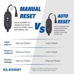 ELEGRP 1 ft. 15 Amp Manual Reset 2 Prong in-Line Portable GFCI Replacement Plug Assembly -Extension Cords Sales Store elegrp gfci plugs g1215cm2 4f 1000