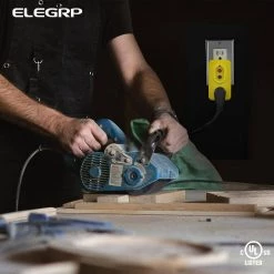 ELEGRP 15 AMP Single Outlet GFCI Adapter, 3-Prong Grounded GFCI Adapter Plug, for Indoor Use with Manual Reset, Yellow -Extension Cords Sales Store elegrp gfci plugs g20am 5 15p 31 1000