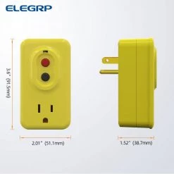 ELEGRP 15 AMP Single Outlet GFCI Adapter, 3-Prong Grounded GFCI Adapter Plug, for Indoor Use with Manual Reset, Yellow -Extension Cords Sales Store elegrp gfci plugs g20am 5 15p fa 1000