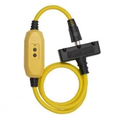 ELEGRP 2 ft. 15 Amp In-Line Self-Test Automatic Reset Portable GFCI Plug with 3-Outlet Cord, Yellow