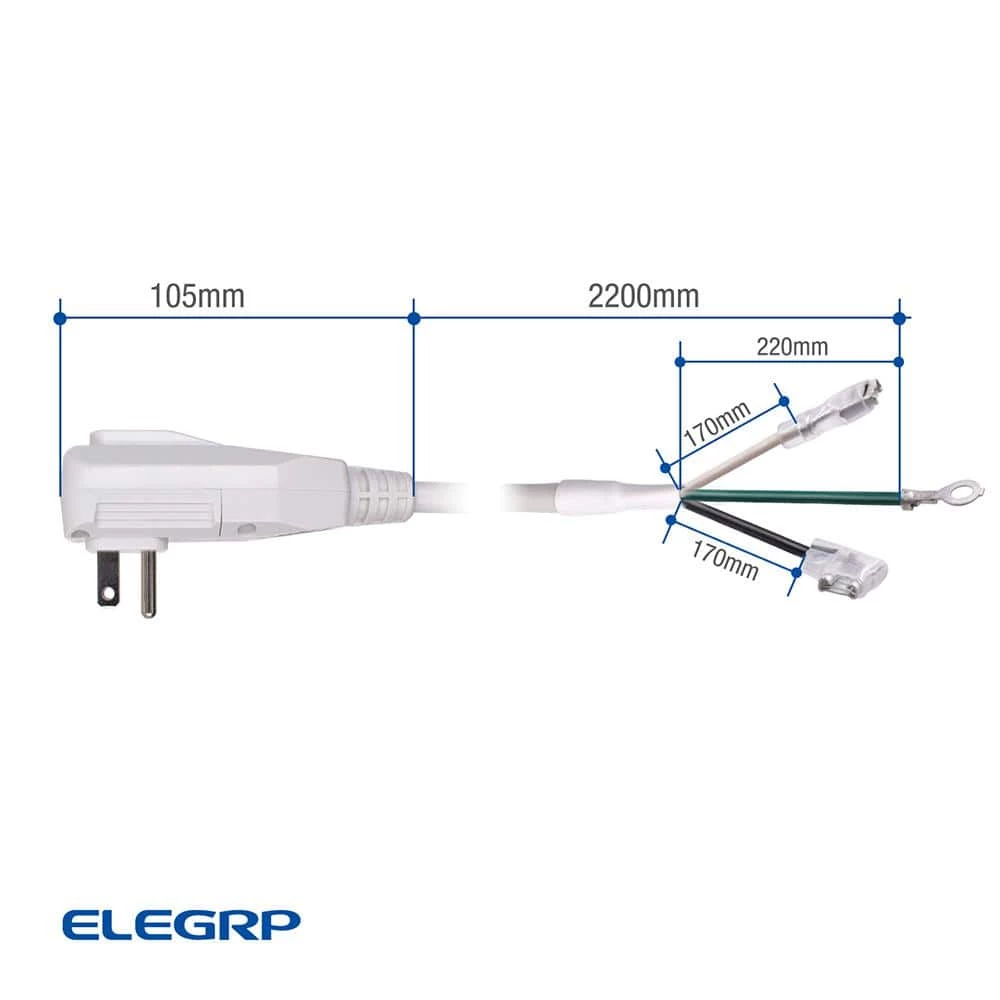ELEGRP 7.5ft. 120V 15Amp 1800W LCDI Power Cord Plug for Air Conditioner,Leakage Current Detection Interrupter Replacement, Gray 8 ELEGRP 7.5ft. 120V 15Amp 1800W LCDI Power Cord Plug for Air Conditioner,Leakage Current Detection Interrupter Replacement, Gray - Image 6