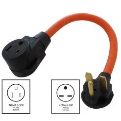 AC WORKS 1.5 ft. NEMA 6-30 3-Prong Commercial HVAC Plug to 6-50 Welder Adapter -Extension Cords Sales Store extension cord accessories wd630650 018 c3 1000