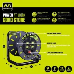 Unbranded 3 ft. 14/3 Extension Reel with 4-Outlets 15 Unbranded 3 ft. 14/3 Extension Reel with 4-Outlets -Extension Cords Sales Store extension cord reels oma031114g4sl us fa 1000