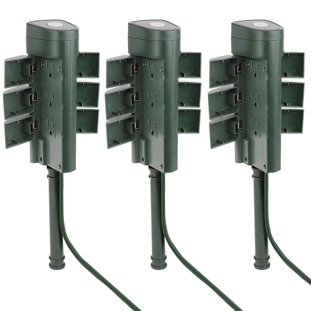 Feit Electric 6 ft. Cord 15-Amp 6-Outlet Alexa / Google Assistant Compatible Smart Wi-Fi Outdoor Power Yard Stake, Green (3-Pack) 3 Feit Electric 6 ft. Cord 15-Amp 6-Outlet Alexa / Google Assistant Compatible Smart Wi-Fi Outdoor Power Yard Stake, Green (3-Pack)