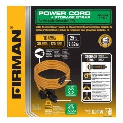 FIRMAN 25 ft. 125-Volt 30 Amp TT-30P to 3 Multi-Directional 5-20R Outlets Generator Power Extension Cord with Storage Strap 7 FIRMAN 25 ft. 125-Volt 30 Amp TT-30P to 3 Multi-Directional 5-20R Outlets Generator Power Extension Cord with Storage Strap -Extension Cords Sales Store firman generator cords 1101 4f 1000