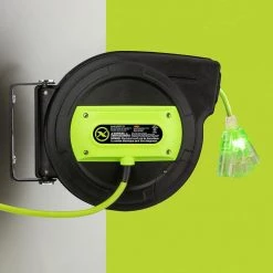 Flexzilla Retractable Extension Cord Reel, 12/3 AWG SJTOW Cord with Grounded Triple Tap Outlet -Extension Cords Sales Store flexzilla extension cord reels fz8120603 76 1000