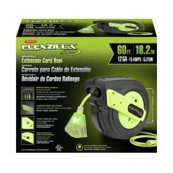 Flexzilla Retractable Extension Cord Reel, 12/3 AWG SJTOW Cord with Grounded Triple Tap Outlet -Extension Cords Sales Store flexzilla extension cord reels fz8120603 c3 1000