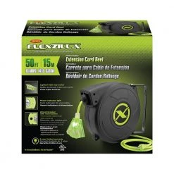 Flexzilla 50 ft. Retractable Extension Cord Reel, 14/3 AWG SJTOW Cord with Grounded Triple Tap Outlet -Extension Cords Sales Store flexzilla extension cord reels fz8140503 c3 1000