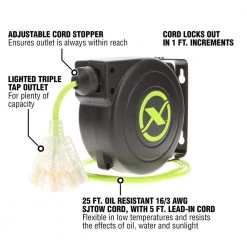 Flexzilla ZillaGreen 25 ft. Retractable Extension Cord Reel, 16/3 AWG -Extension Cords Sales Store flexzilla extension cord reels fz8160253 4f 1000