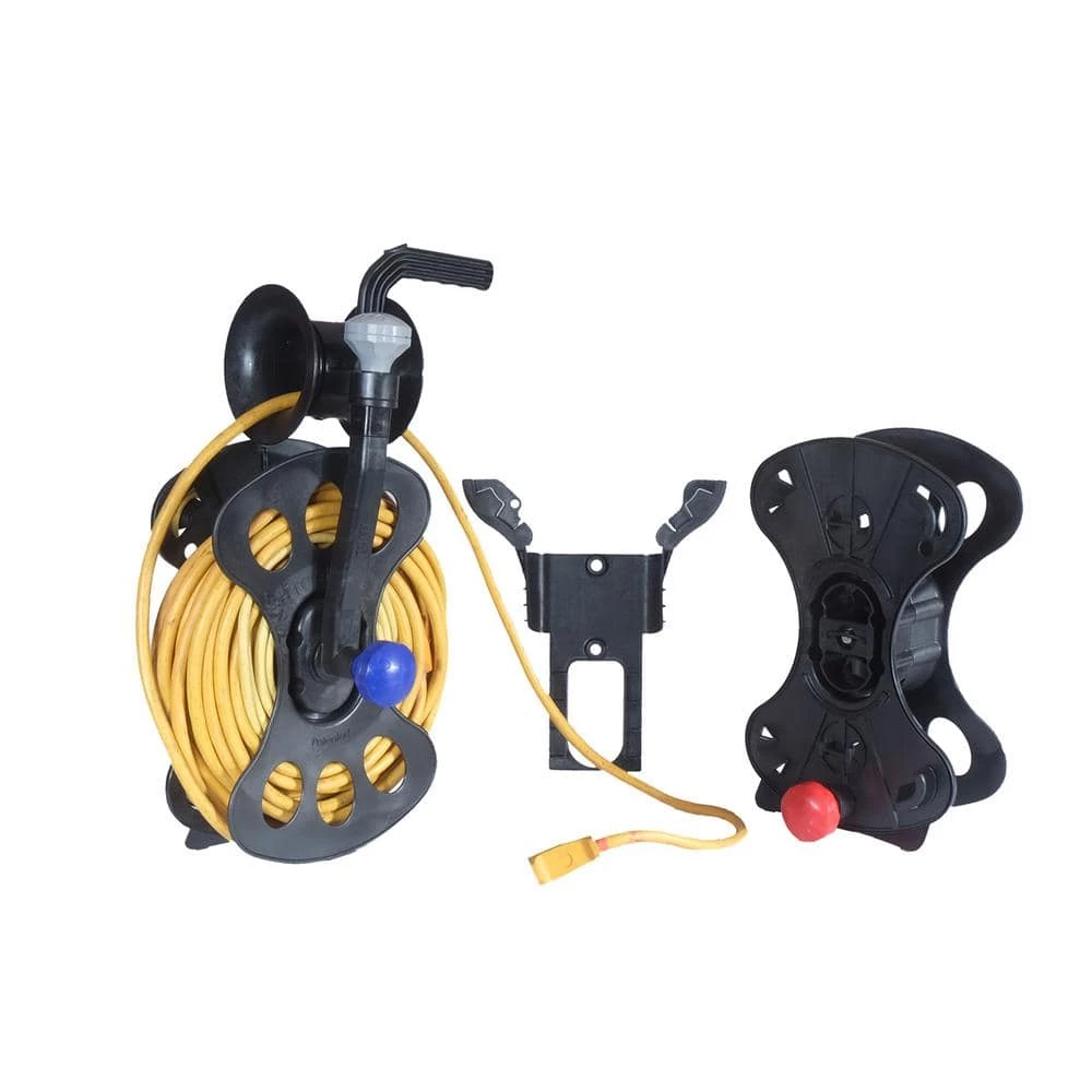 FreeReel 100 ft. 12/3 Cord and Air Hose Reel System 2 Storage Cassette Reels Cord Hose Guide/Winder and 2 Wall Storage Mounts 4 FreeReel 100 ft. 12/3 Cord and Air Hose Reel System 2 Storage Cassette Reels Cord Hose Guide/Winder and 2 Wall Storage Mounts - Image 2