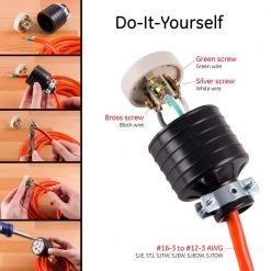 GE Heavy Duty Grounded with Metal Clamp Connector - Black -Extension Cords Sales Store ge extension cord accessories 52153 4f 1000