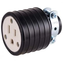 GE Heavy Duty Grounded with Metal Clamp Connector - Black