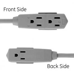 GE 25 ft. 16/3 3-Outlet Office Extension Cord with Low-Profile Flat Plug, Gray -Extension Cords Sales Store gray 25 ft cord ge general purpose cords 43025 44 1000