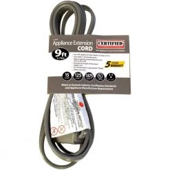CERTIFIED APPLIANCE ACCESSORIES 9 ft. 15 Amp 14-Gauge, 3-Conductor, Grounded Appliance Extension Cord (40-Pack) -Extension Cords Sales Store gray certified appliance accessories general purpose cords 843631129753 1f 1000