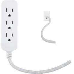 GE 10 ft. 16/3 Designer 3-Outlet Extension Cord with Low-Profile Flat Plug, White -Extension Cords Sales Store gray white ge general purpose cords 37592 1f 1000