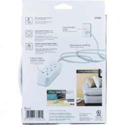 GE 10 ft. 16/3 Designer 3-Outlet Extension Cord with Low-Profile Flat Plug, White -Extension Cords Sales Store gray white ge general purpose cords 37592 fa 1000