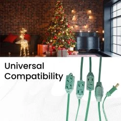 Go Green Power 9-Outlet 18/2 Extension Cord, Green -Extension Cords Sales Store green go green power general purpose cords gg 24509gn fa 1000