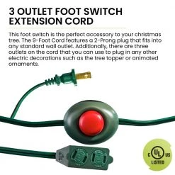 Go Green Power 9 ft. 18/2 3-Outlet Foot Switch Extension Cord, Green -Extension Cords Sales Store green go green power general purpose cords gg 24510gn 4f 1000