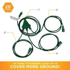 Southwire SJTW 25 ft.14/3 3-Outlet Multi-Directional Landscape Cord -Extension Cords Sales Store green southwire general purpose cords 67013740 4f 1000