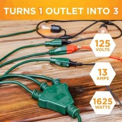 Southwire SJTW 25 ft.14/3 3-Outlet Multi-Directional Landscape Cord -Extension Cords Sales Store green southwire general purpose cords 67013740 76 1000