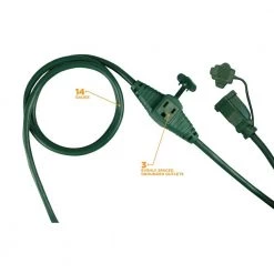Woods 25 ft. 14/3 Multi-Outlet (3) Garden Outdoor Medium-Duty Extension Cord, Green -Extension Cords Sales Store green woods general purpose cords 3030 c3 1000