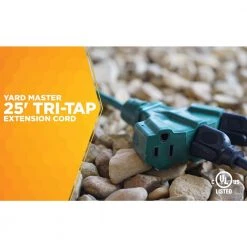 Woods 25 ft. 16/3 SJTW Tri-Source (Multi-Outlet) Yard Master Outdoor Extension Cord -Extension Cords Sales Store green woods general purpose cords 984413 1d 1000