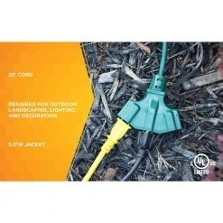 Woods 25 ft. 16/3 SJTW Tri-Source (Multi-Outlet) Yard Master Outdoor Extension Cord -Extension Cords Sales Store green woods general purpose cords 984413 1f 1000