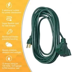 Woods 25 ft. 16/3 SJTW Tri-Source (Multi-Outlet) Yard Master Outdoor Extension Cord -Extension Cords Sales Store green woods general purpose cords 984413 40 1000