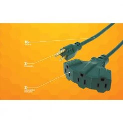 Woods 25 ft. 16/3 SJTW Tri-Source (Multi-Outlet) Yard Master Outdoor Extension Cord -Extension Cords Sales Store green woods general purpose cords 984413 4f 1000