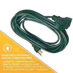 Woods 25 ft. 16/3 SJTW Tri-Source (Multi-Outlet) Yard Master Outdoor Extension Cord -Extension Cords Sales Store green woods general purpose cords 984413 a0 1000