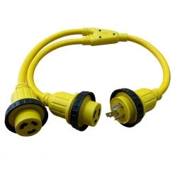 Halex 3 ft. 10/3 30 Amp Male to Two 50 Amp Females Marine Shore Power Y-Adapter