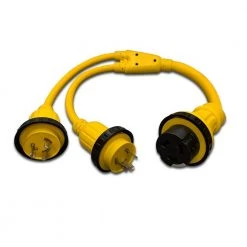 Halex 3 ft. 10/3 Two 30 Amp Males to 50 Amp Female Marine Shore Power Y-Adapter