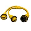 Halex 3 ft. 10/3 50 Amp Male to Two 30 Amp Females Marine Shore Power Y-Adapter
