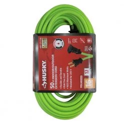 Husky 50 ft. 16/2 Indoor/Outdoor Extension Cord, Green -Extension Cords Sales Store lime green husky general purpose cords hw16250hlg 40 1000