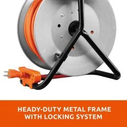 Link2Home 75 ft. 12/3 Extension Cord Storage Reel with 4 Grounded Outlets and Surge Protector -Extension Cords Sales Store link2home extension cord reels em cg 750e 1f 1000