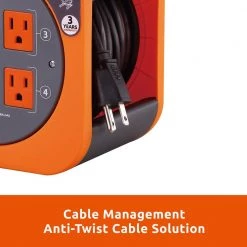 Link2Home 25 ft. 16/3 Extension Cord Storage Reel with 4 Grounded Outlets and Overload Reset Button -Extension Cords Sales Store link2home extension cord reels em el 250e fa 1000