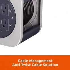 Link2Home 25 ft. 16/3 Extension Cord Storage Reel with 4 Grounded Outlets and Overload Reset Button -Extension Cords Sales Store link2home extension cord reels em el 250g 76 1000