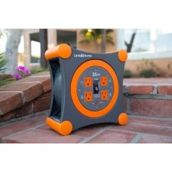 Link2Home 35 ft. 14/3 Extension Cord Storage Reel with 4 Grounded Outlets and Surge Protector -Extension Cords Sales Store link2home extension cord reels em el 350e 31 1000