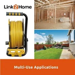 Link2Home 60 ft. 14/3 Extension Cord Storage Reel with 4 Grounded Outlets and Overload Circuit Breaker -Extension Cords Sales Store link2home extension cord reels em el 600 n fa 1000